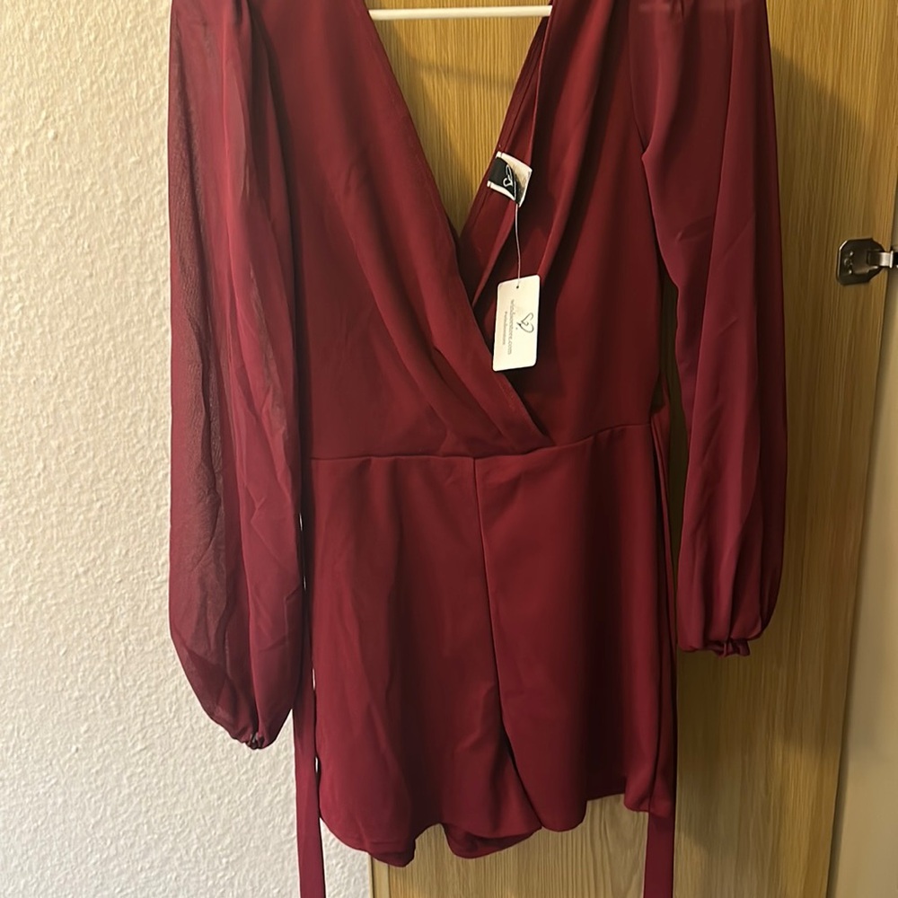 Size small burgundy long sleeve romper